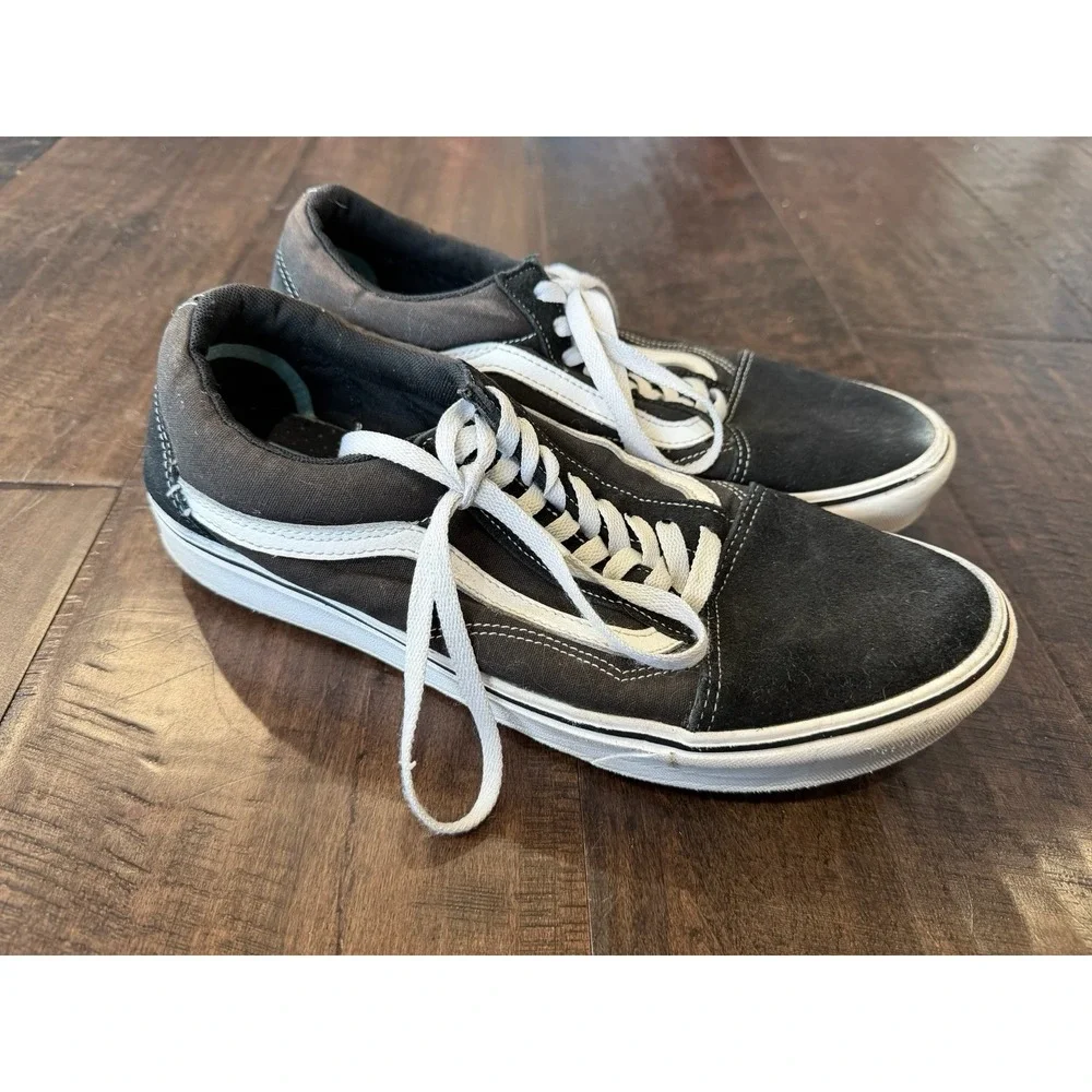 VANS Off the Wall Old Skool Low Top Black‎ Skate Shoes Men 11.5 Leather Toes